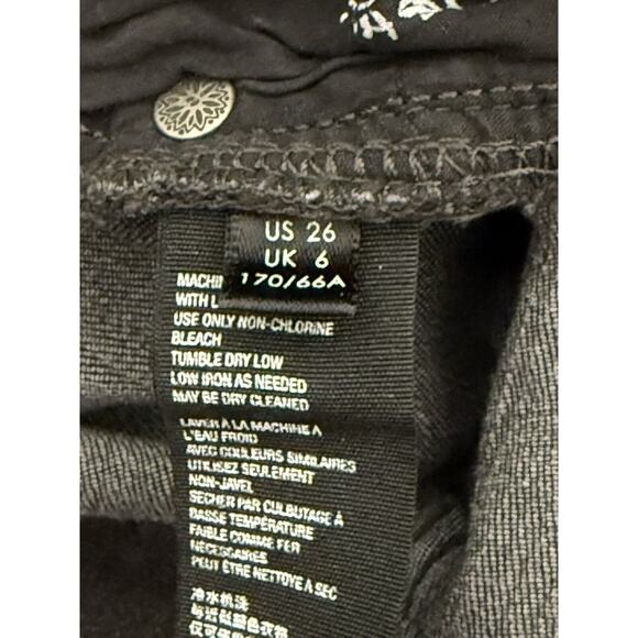 We The Free Free Bell Bottom Button Front Frayed Hem Black Denim Jeans Size 26 - Picture 10 of 16